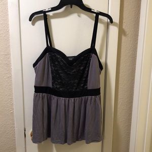 Torrid Gray with Black lace Cami top